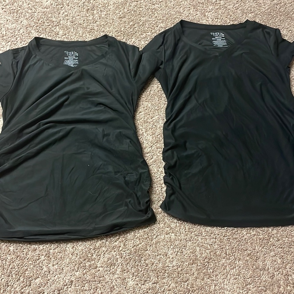 2 maternity t shirts and one maternity grey tank